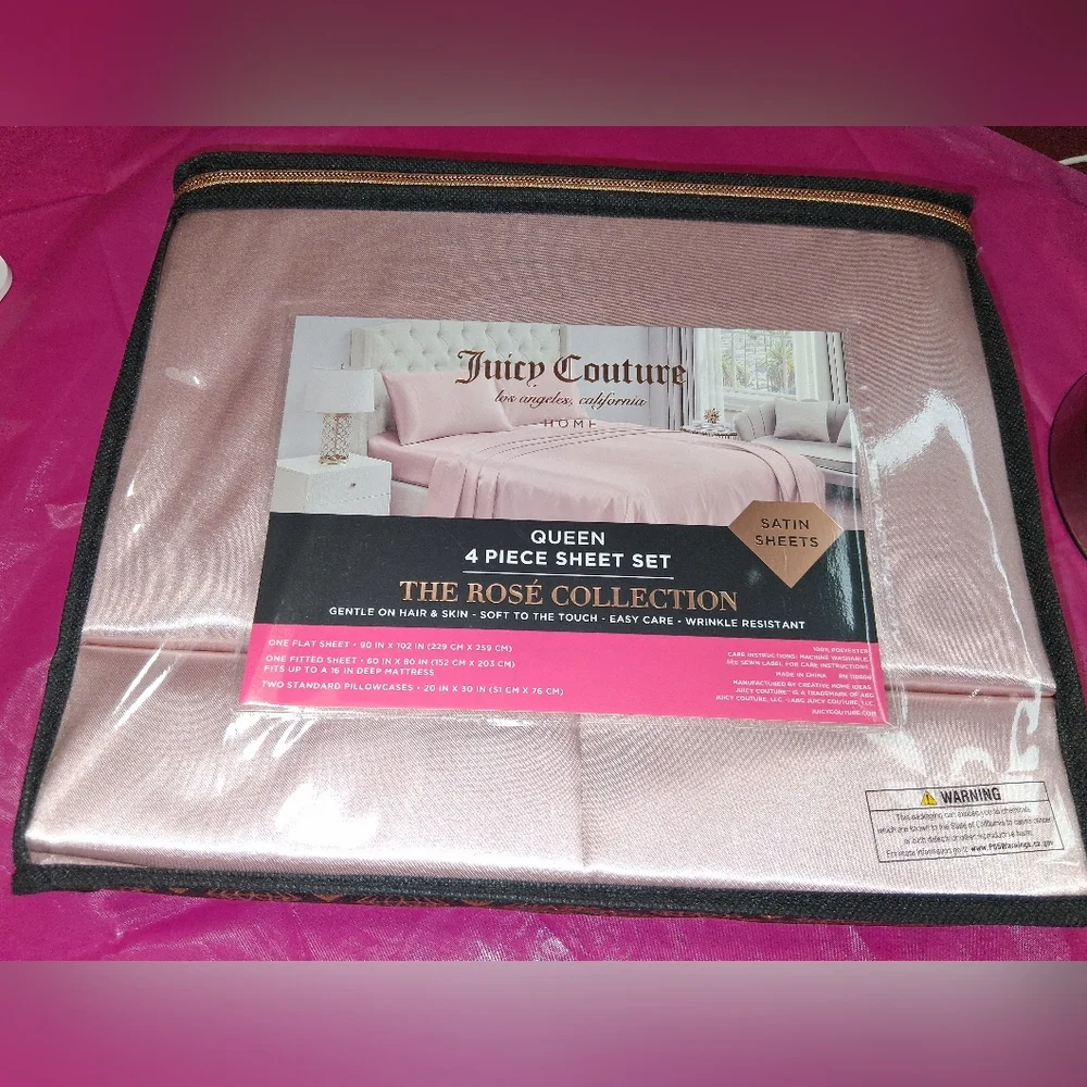 Juicy Couture Pink Satin Sheet Set
